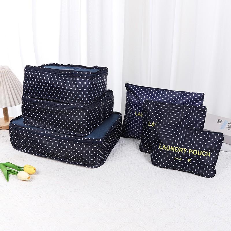 Korean Floral 6-Piece Travel Organizer Set - Large Size Storage Bags for Travel