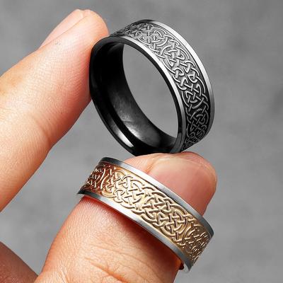 Viking Celtic Knot Men Rings Stainless Steel Vintage Punk Jewelry Cool Fashion Accessories Gift for Women