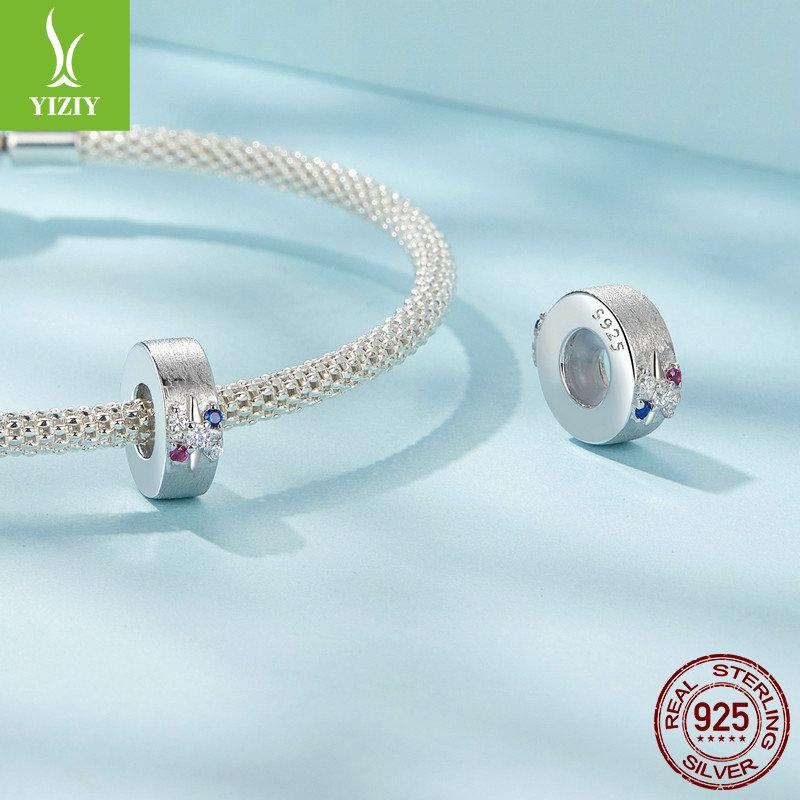 Star Silicone Positioning Diy Bracelet Beads, Niche S925 Silver Brushed Effect Bracelet Beads