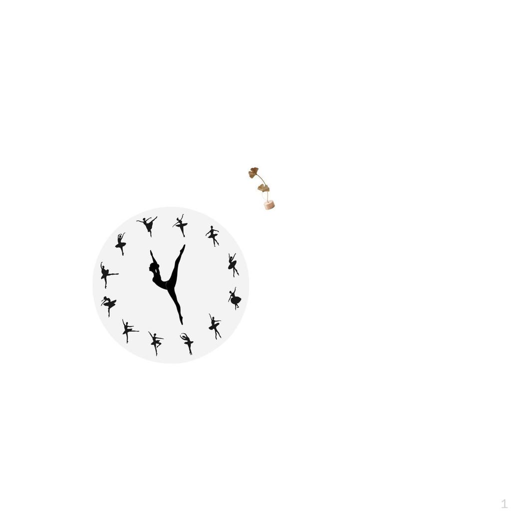 Ballerina Wall Clock Ballet Dancing Girl Sculpture Metal Statue Silent Mute Dance Decorative