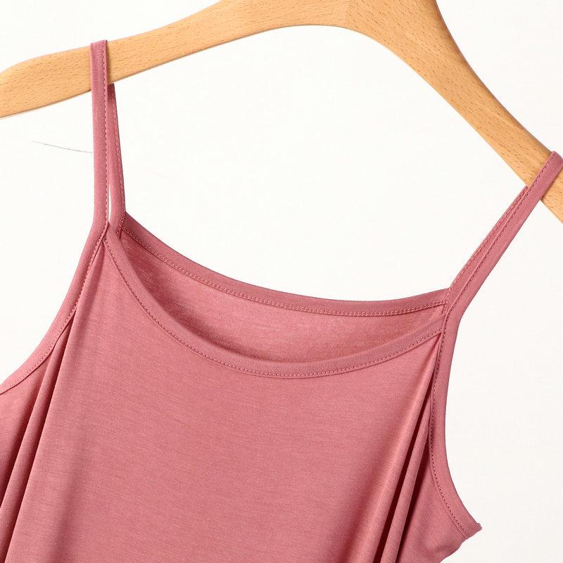 Plus Size Slimming Modal Cotton Spaghetti Strap Sleep Dress - Solid Color