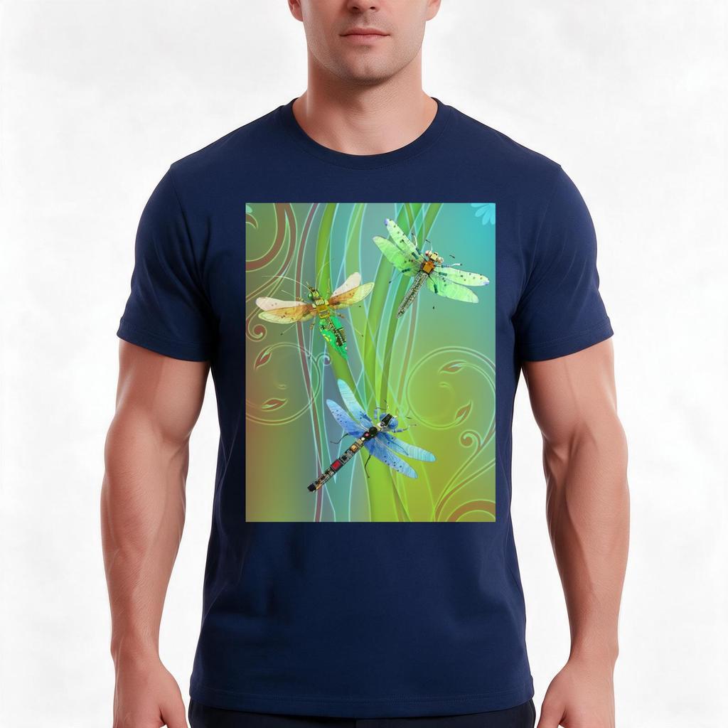 Meadow Dragonflies Fantasy Circuit Board Insects Tshirt Summer Casual Cotton Tee Oversized Streetwear Tops Unisex Unisex Unisex