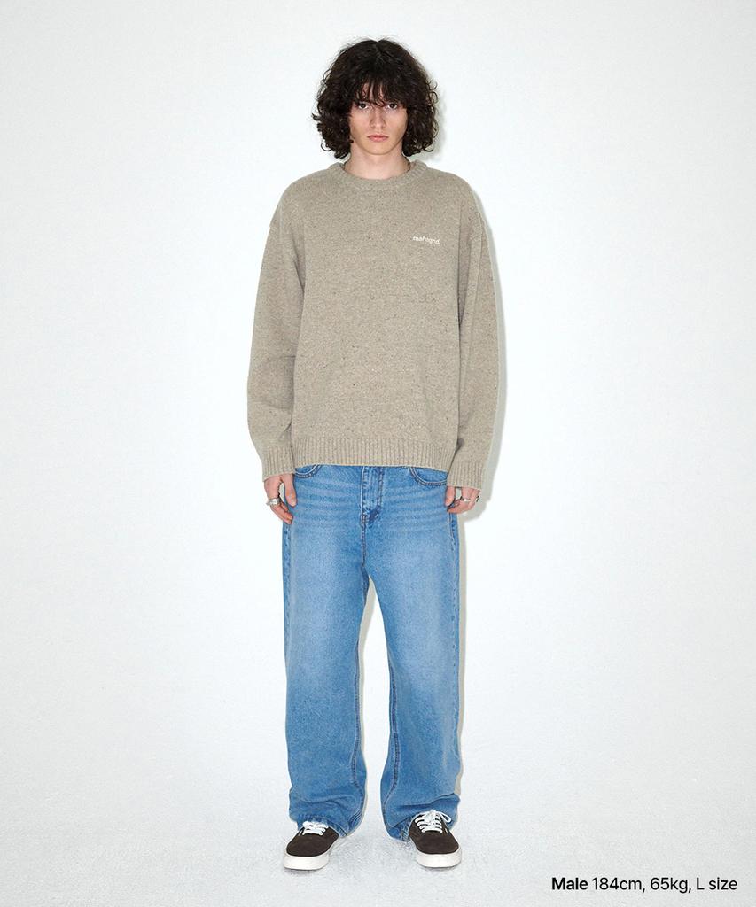 MAHAGRID Basic Logo Nep Knit Sweater Beige(Mg2Efmk605A)