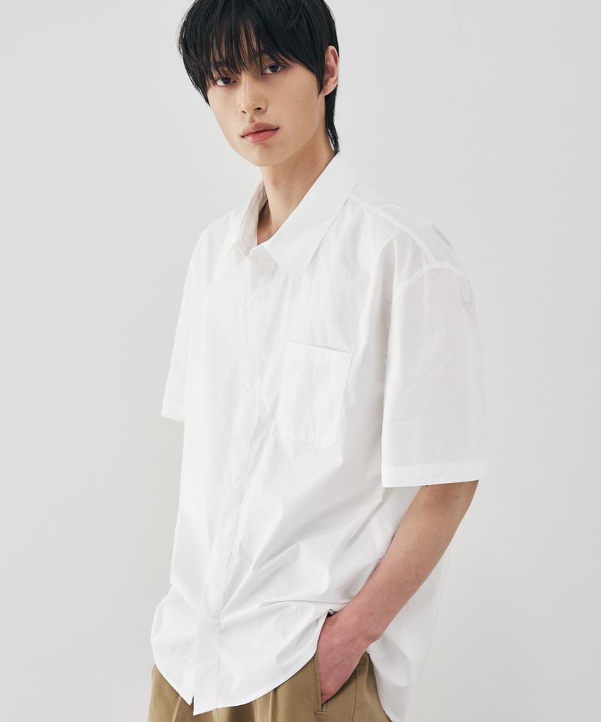 DRAW FIT Paper Cotton Oversized Half Shirt [White]