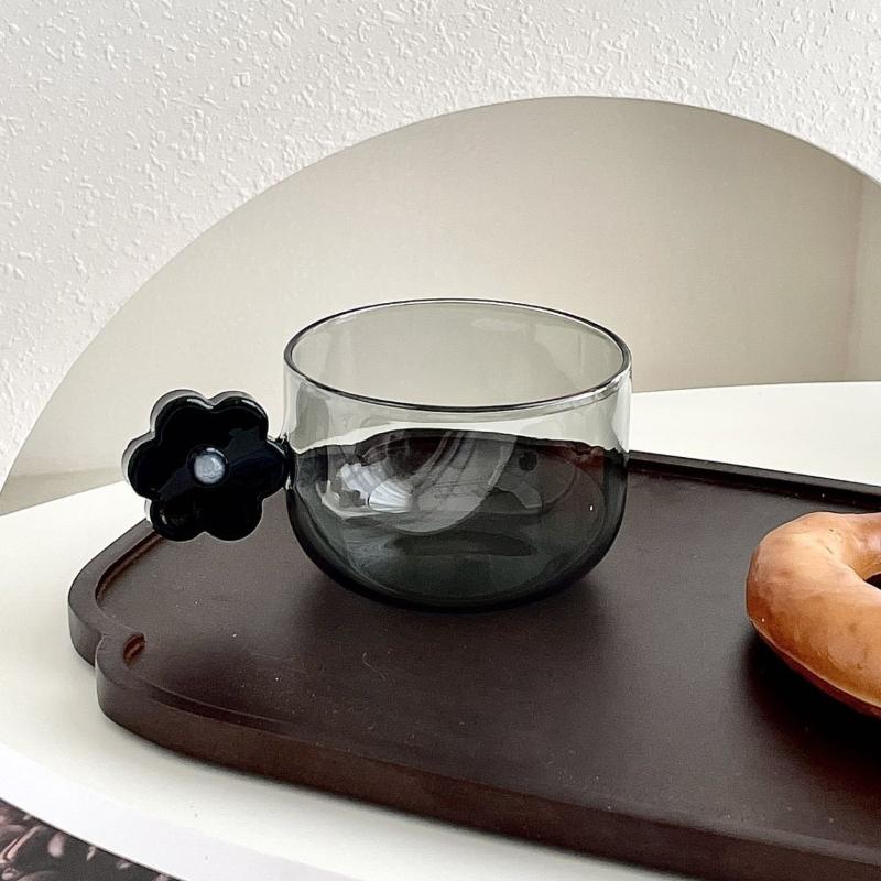Pure Handcrafted Flower-shaped Glass Cup Colored Master Coffee Mug Heat-resistant High Borosilicate Glass Cold Drink Dessert Cup