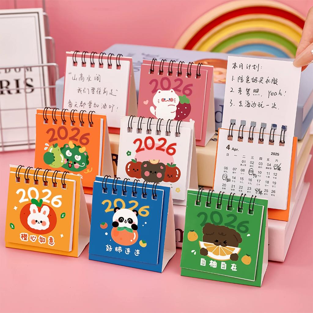 2026-2026 Mini Calendar Small Cute Cartoon Desk Calendar For Student Planner Coil Calendar Desktop Decoration Office Stationery