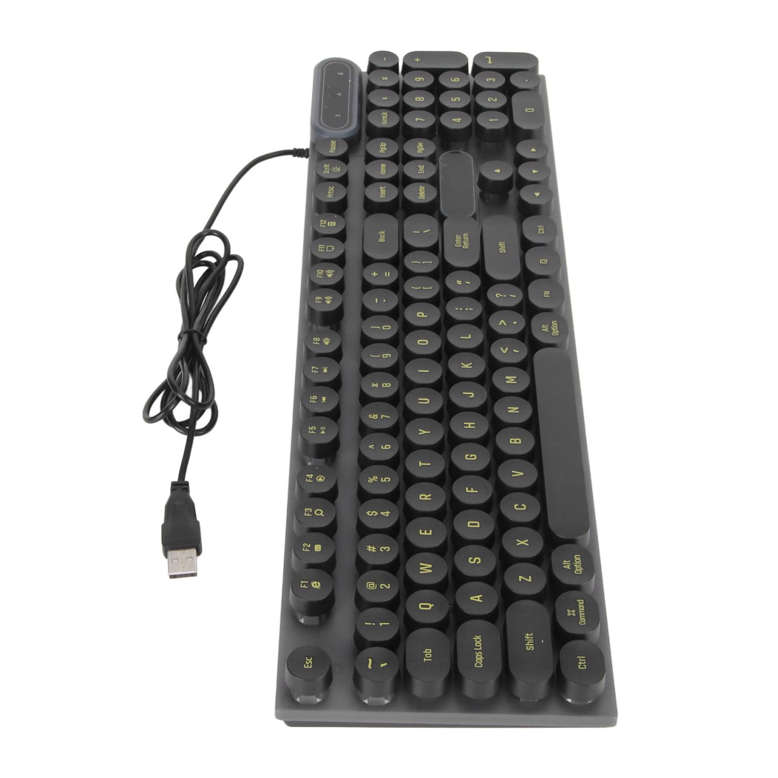 

Gaming Keyboard USB Round 104 Keys Breathing Backlit Ergonomic Waterproof Wired Keyboard for Desktop Laptop PC Punk