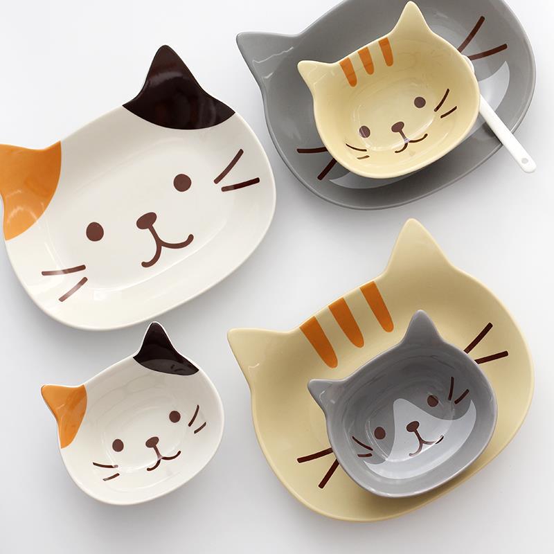 Japanese Cute Cat Dish Creative Ceramic Seasoning Dish Porcelain Dipping Saucer Plate Snack Plate Kitchen Supplies Tableware