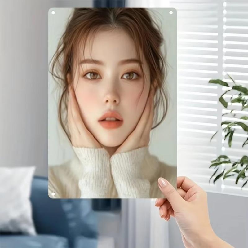 Metal Wall Art Woman Portrait Minimalist Korean Style Sign Cafe Bar Decor