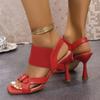 Korean Style Square-toe Versatile Sexy Sandals for Women, Summer Fashion, Elegant and Knitted Roman Style Open-toe High Heels