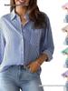 Herbst Streifenmuster Strickjacke Top - Damen Lässiges Langarm Modehemd