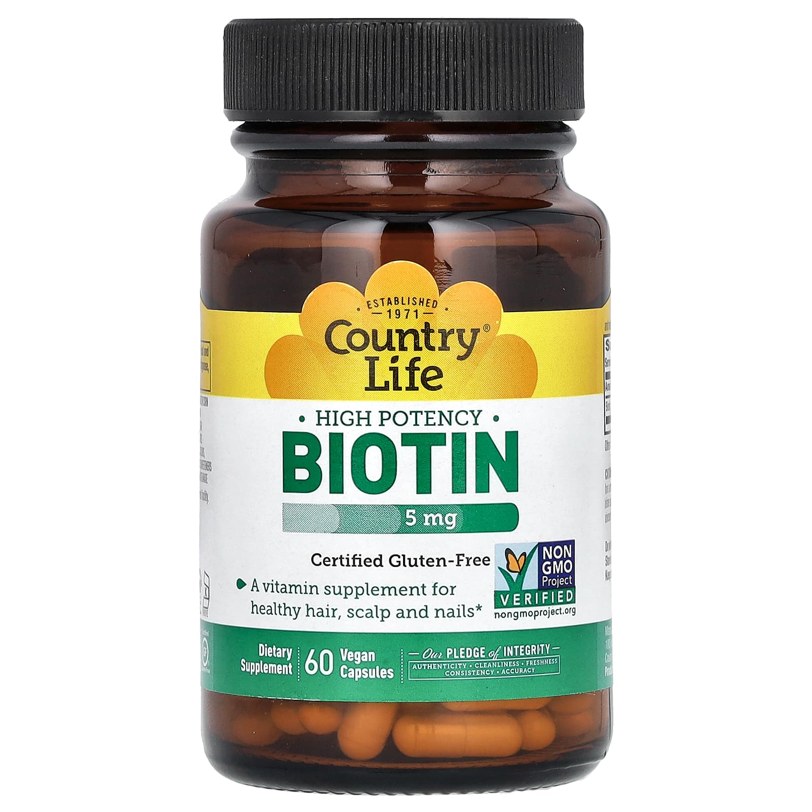 

Country Life, High Potency Biotin, 5 mg, 60 Veggie Capsules