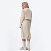 Spliced Round Neck Top Solid Color A-line Skirt Set Two-piece