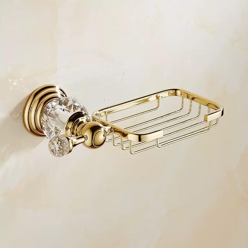 

Подставка для мыла из кристаллов, аксессуары для ванной комнаты из золотого унитаза, вешалка из цинкового сплава, настенная, с мыльницей, полка в стиле ретро золотой