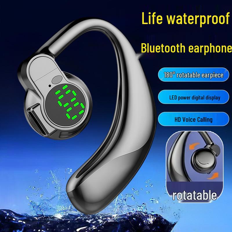 S03 Waterproof Bluetooth 5.4 Headphones - Ultra-long Battery, Rotatable Stereo Sound, Noise-Cancelling, Wireless Ear Hooks