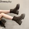 Vintage Platform Thick Sole Woman Ankle Boots Comfort Short Plush Shoes Autumn Winter Slim Height Increase Short Botas