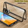 Coque de téléphone magnétique en métal pour Poco F7 Ultra X7 X6 F6 F5 Pro C75 M7 5G Housse en verre trempé double face Protection d'objectif Coques