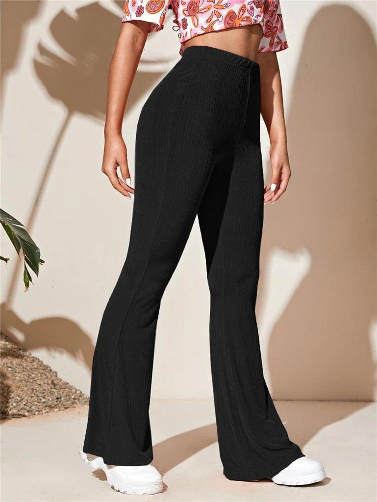 European & American Women's Casual Knitted Flared High Waist Yoga Pants