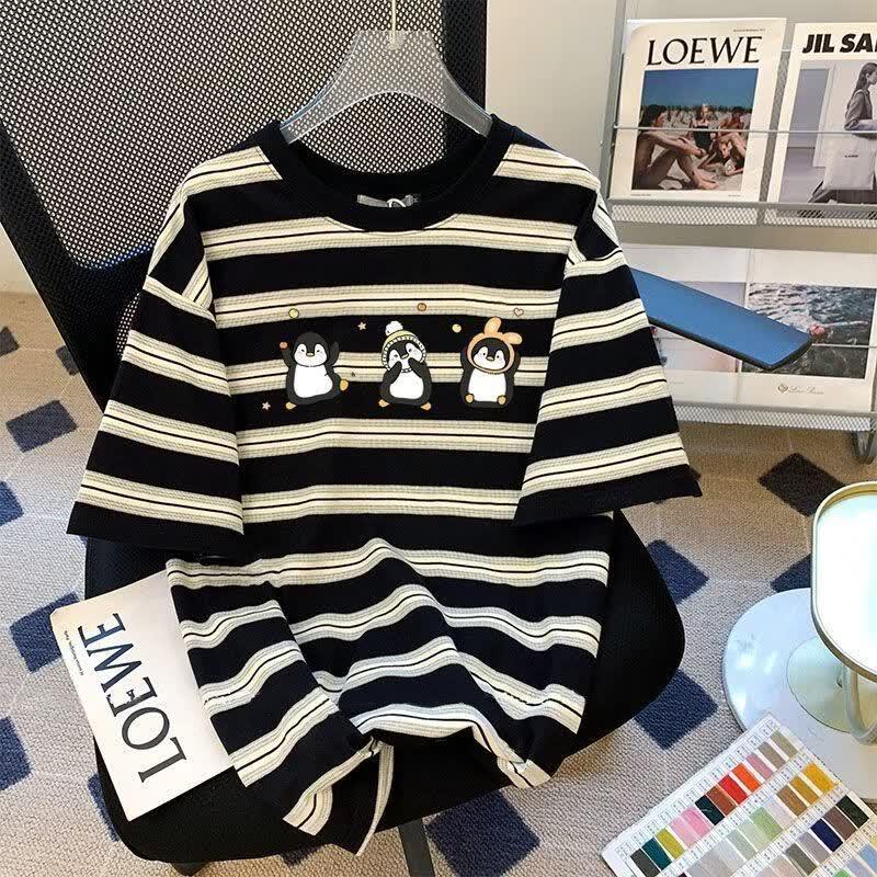 La Chapelle Women s Cartoon Stripe Short Sleeve T-shirt 3XL