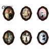 Spooky Pumpkin Wall Decals Halloween Dark Style Refrigerator Magnet, Retro Gothic Oval Photo Magnets Frame Decorative Magnetic Sticker for Metal