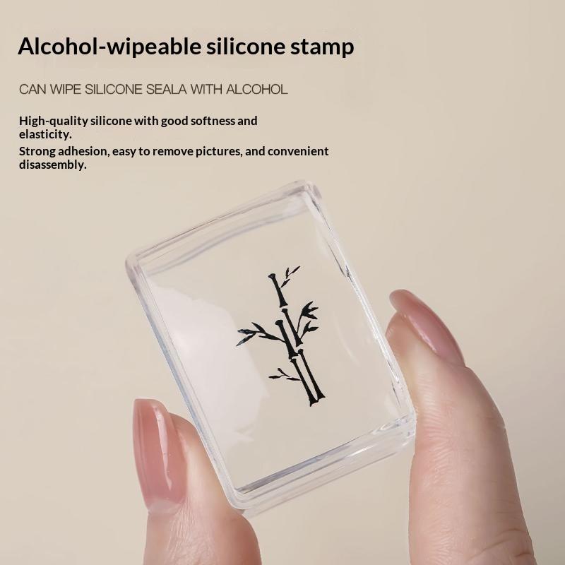 Square Clear Silicone Nail Stamp Set Alcohol Cleanable Pocket Size for Large Nail Plates Student DIY Nail Art Daily Use