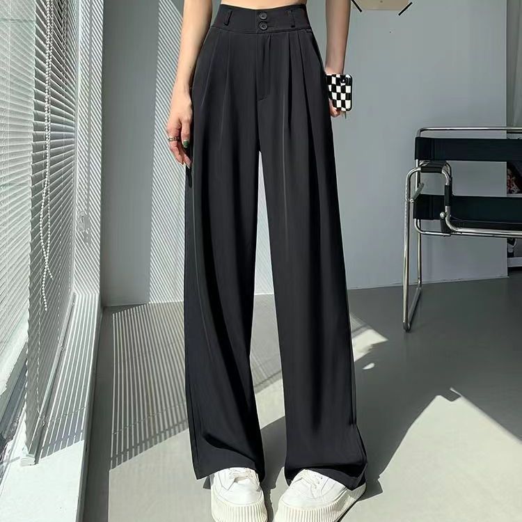 Spring and Autumn High Waist Skinny Drop Pear Shape Pants Straight Double Button Casual Suit Pants