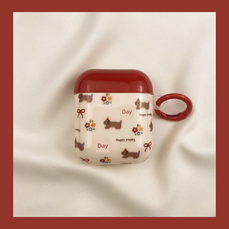 

Чехол для Airpod3 для Apple Pro Чехол для наушников Второе поколение Беспроводной Bluetooth 1 Третье поколение Aipods2 Поколение Airpodpro Четвертое поколение AirPods 4 [Cartoon Bows Dachshund] send Hook