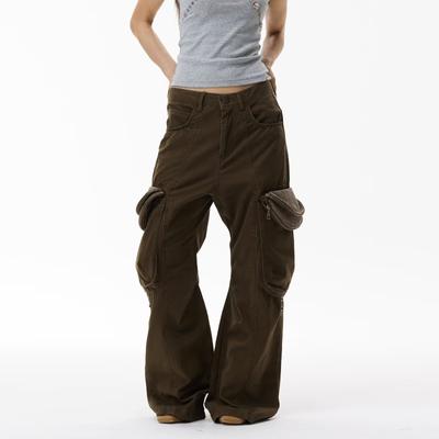Fashion American Retro Washed Old Overalls Men's Solid Color Versatile Loose Straight Wide-leg Jeans Men