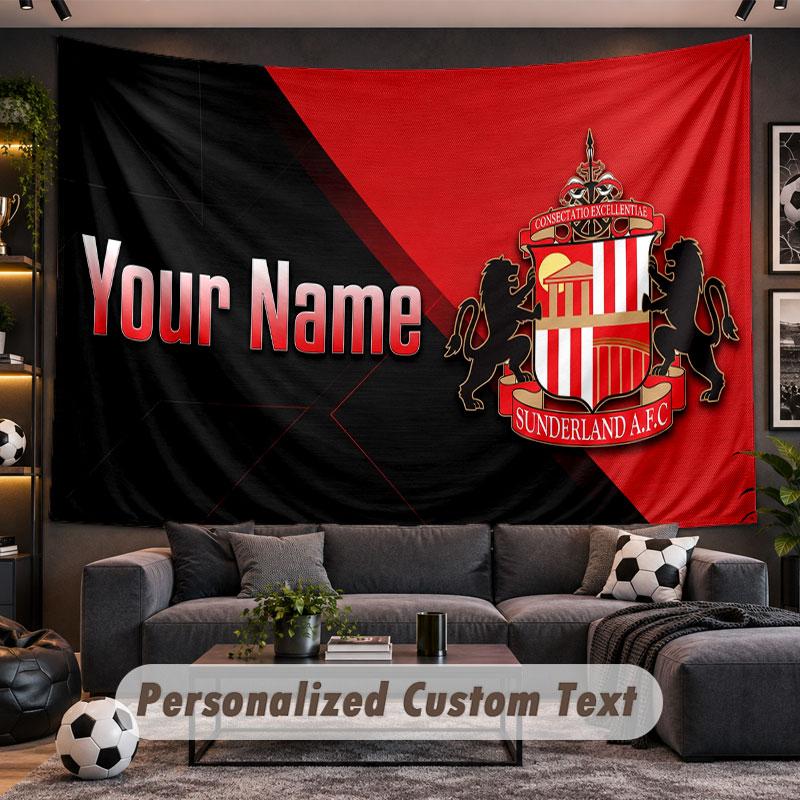 Wall Hanging Tapestry Custom NameSunderland FC Pattern Personalized Printed Fabric Wall Decor