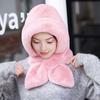 Women Hat Solid Color Elastic Knitted Warm Winter Hat With Scarf Outdoor