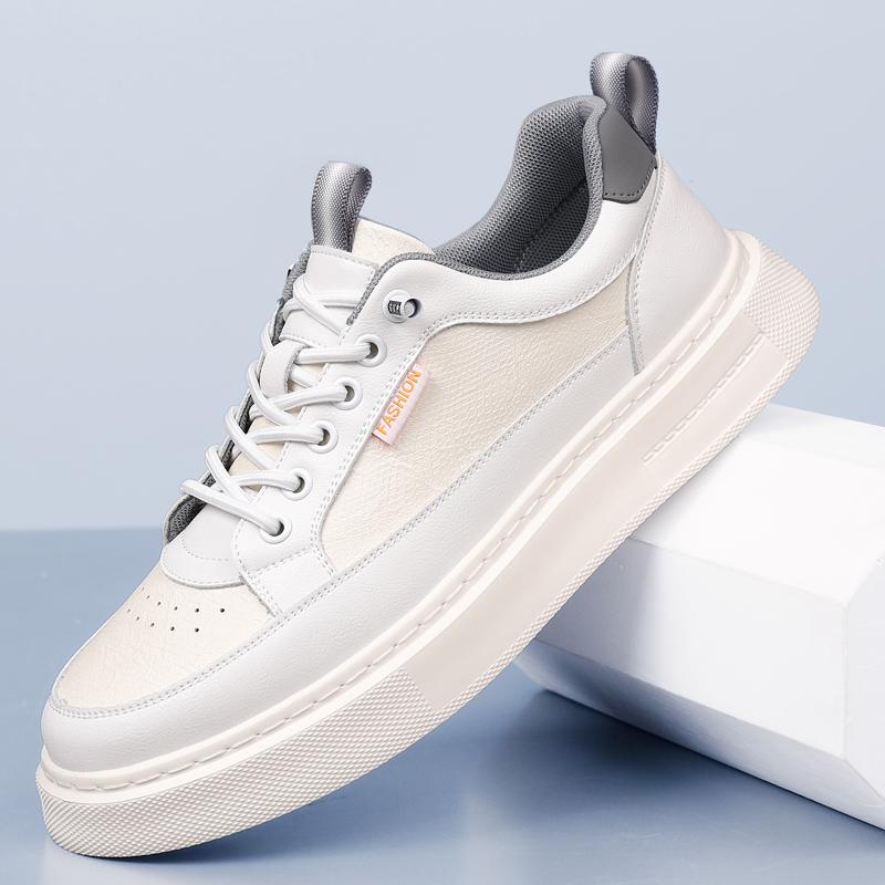Fashion Stylish Men's Casual Leather Shoes Lace-Up Skateboard Footwear for Men Comfortable Sneakers Anti-Slip Tenis Masculino Trainers