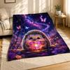 Hedgehog Holding Glowing Heart Coral Fleece Blanket Cute Animal Decor