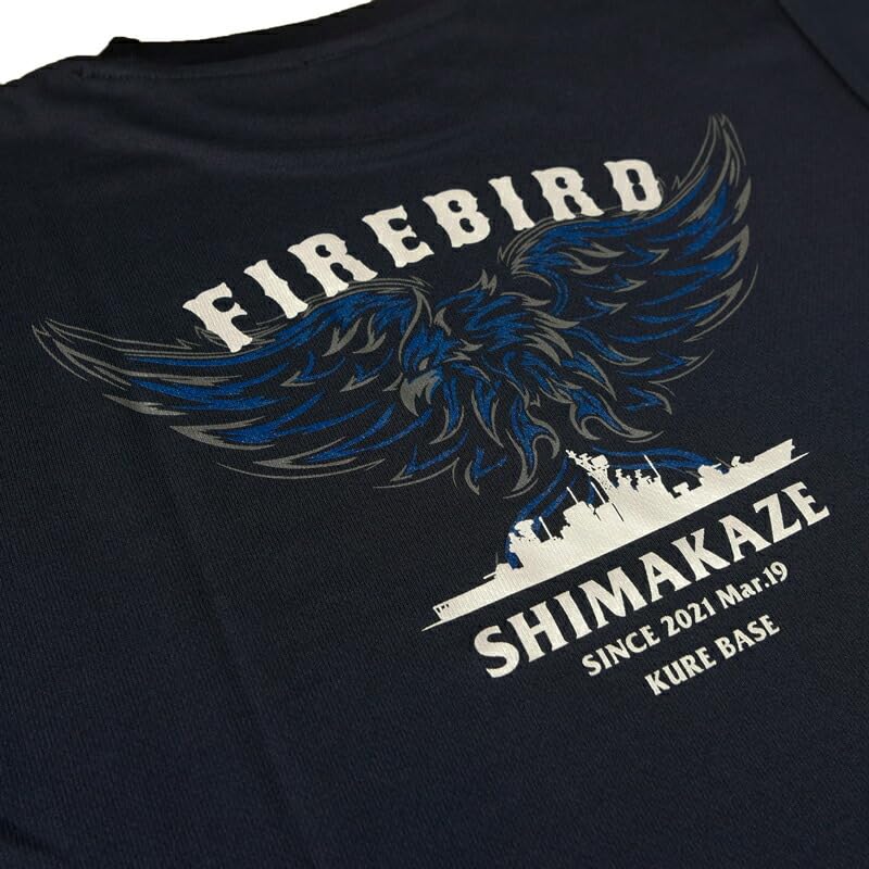 [Fuji Uniforms] Japan Self-Defense Force T-Shirt (Training Ship Shimakaze Type 2) JMSDF Quick-Drying Short Sleeve FireBird Shimakaze (NV, 3L)