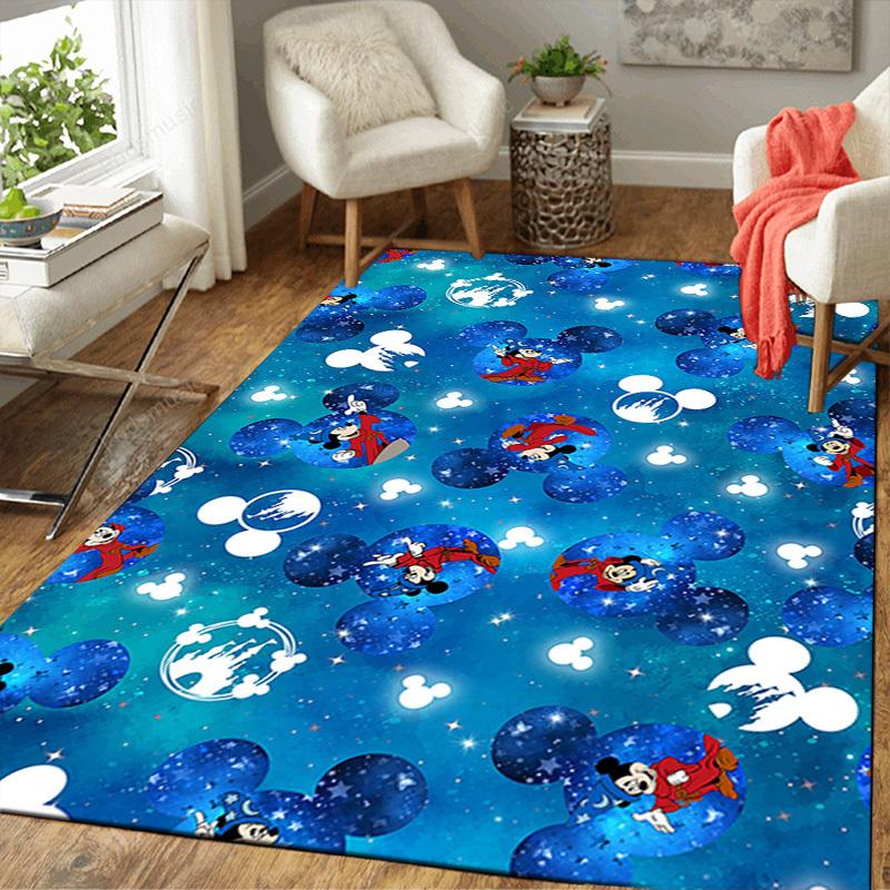 1pc mickey and minnie Area Rug, Non Slip Floor Mat, Cartoon Character Design, Soft Velvet, Room Decor, Washable