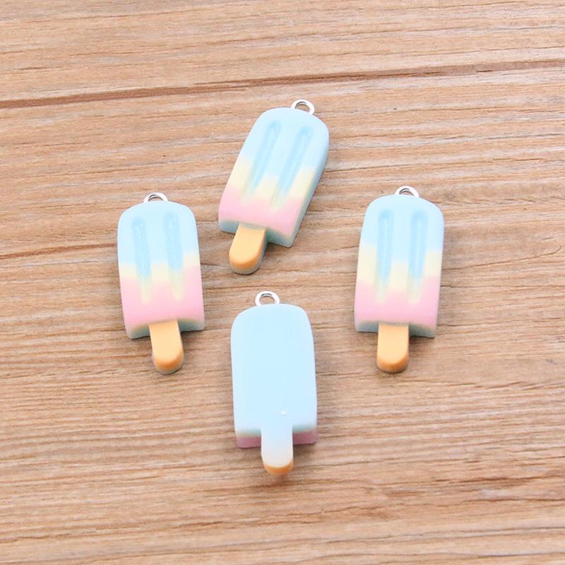 10PCS 12X32MM Mix Gradient Color Small Ice Cream Charms Resin Simulated Food Pendant For Making Jewelry DIY Earings Decoration