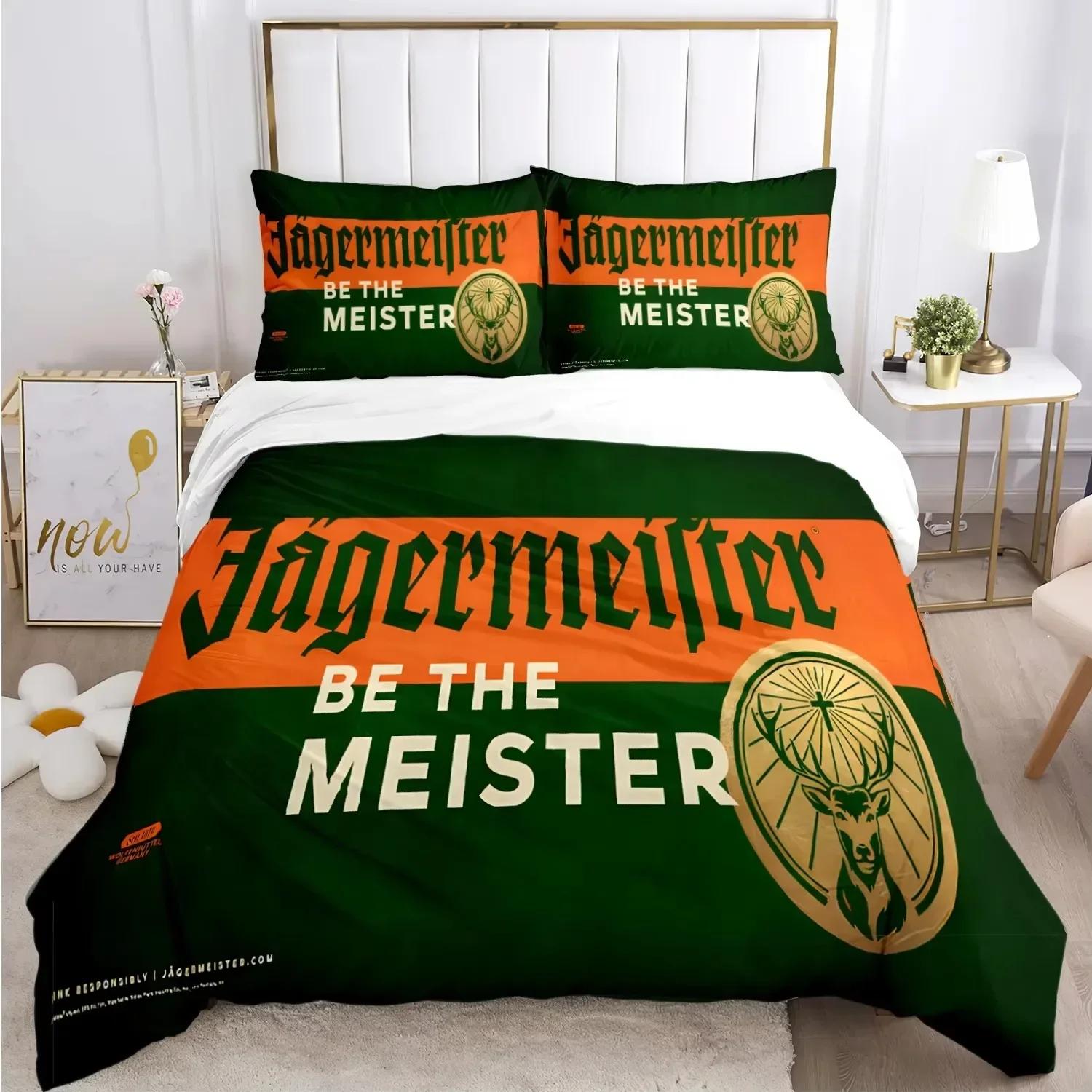

Новий комплект постільної білизни J-Jagermeister з оленем Kawaii, покривало, ковдра та наволочки Односпальний, Двоспальний, Queen, King EU Single 135x200cm