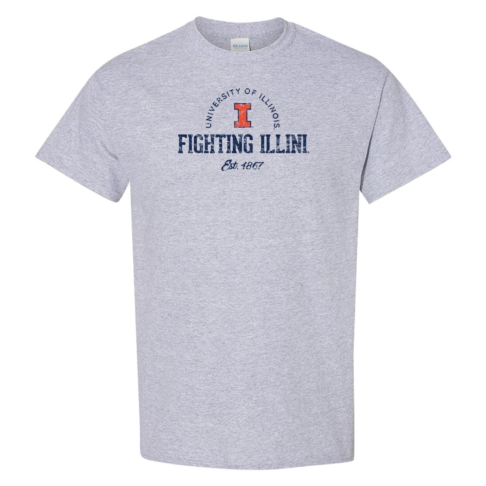 Illinois Fighting Illini Established Arch Logo T-Shirt - Sport Grey S