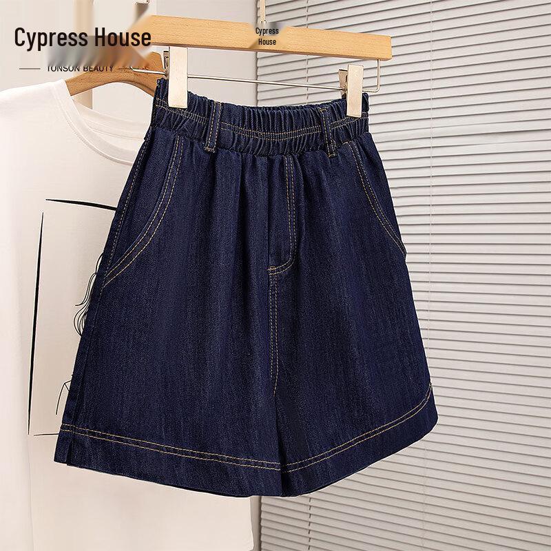 

Women s Washed Denim High-Waist Loose Wide-Leg Shorts L