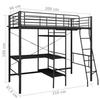 VidaXL Bunk Bed with Table Frame Bed Structure Bed Frame Children Bedroom Home Interior Black Metal 287907