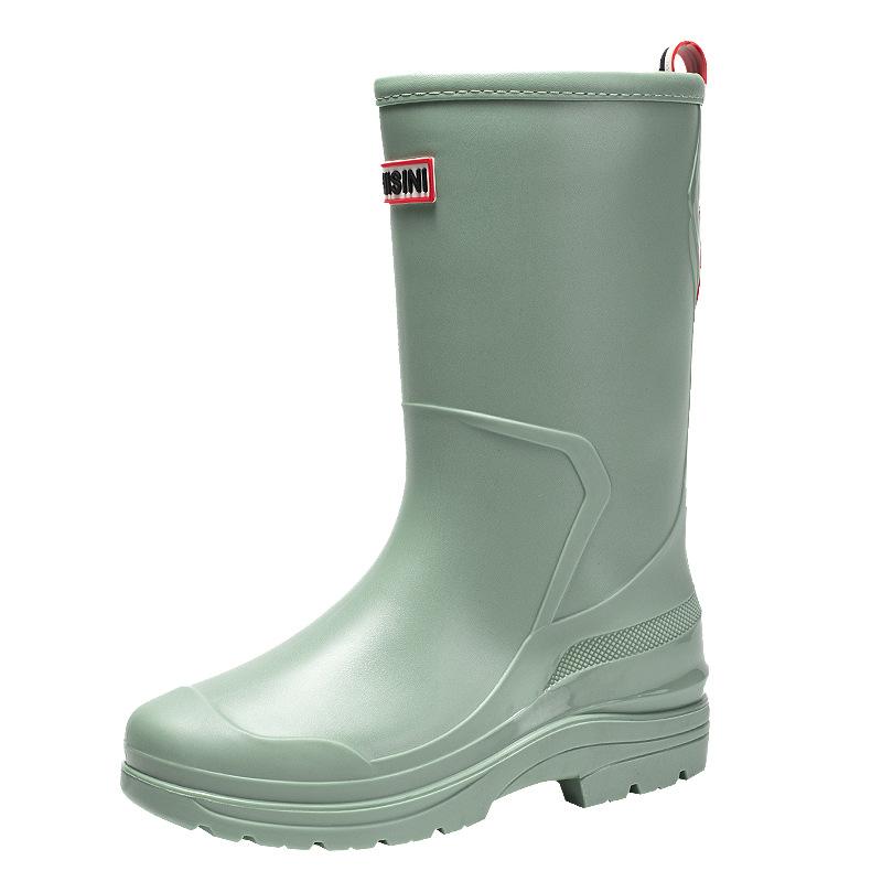 New Rain Shoes Women's Bundle Water Shoes Fashion Medium Tube Rain Boots Students Wear Work Waterproof Glue Shoes Women