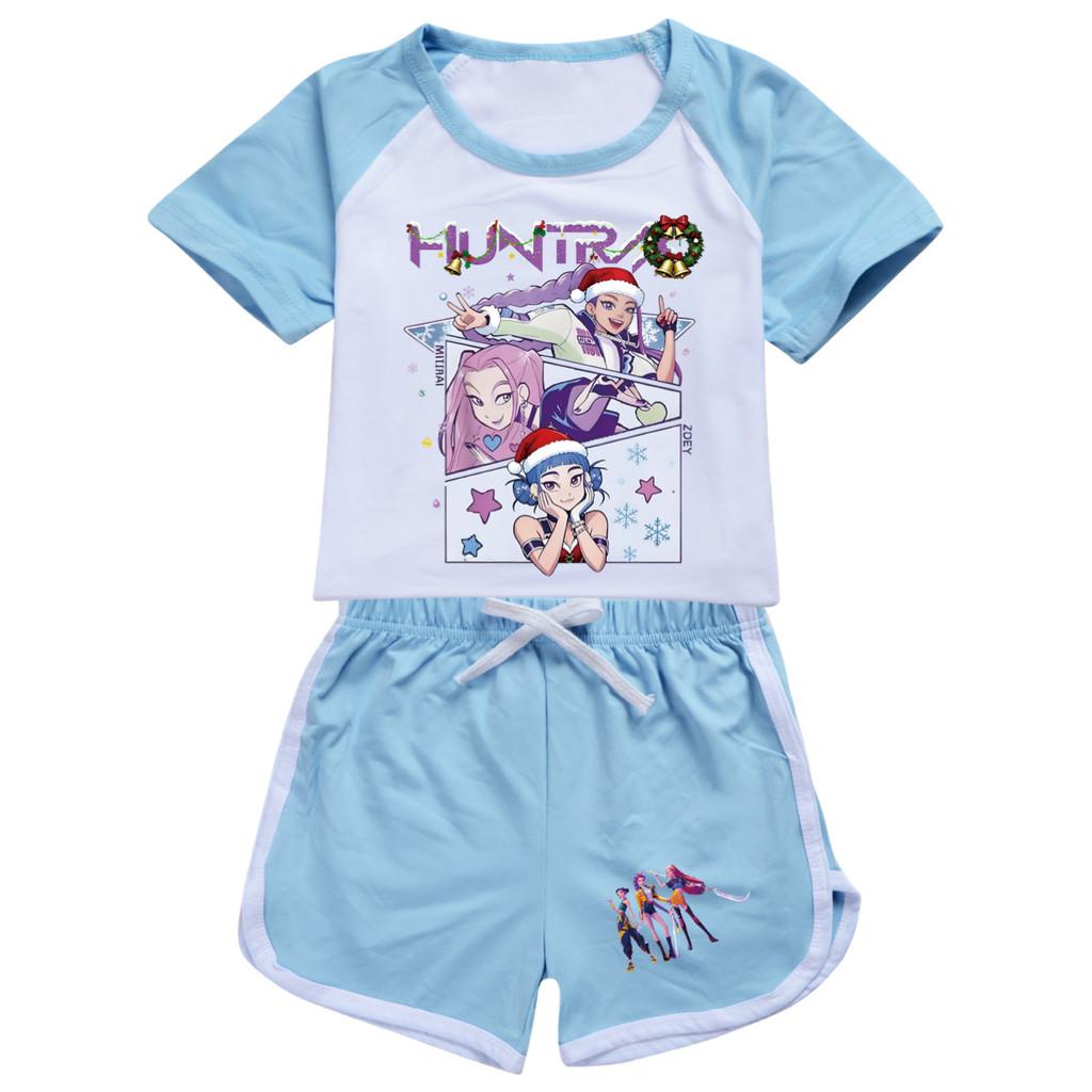 5095 Kids Girls Christmas POP Rumi Zoey Mira Print T-shirt Shorts Sport Tracksuit Clothes Set