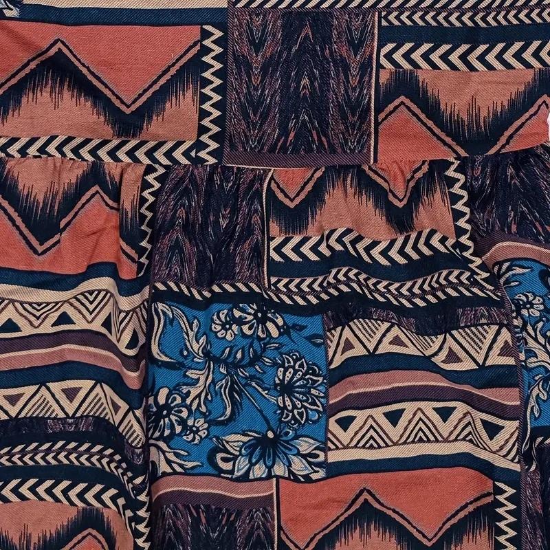 QICED Fashion Ladies Loose Cotton Linen Sleeveless Crew Neck Print Summer Dress