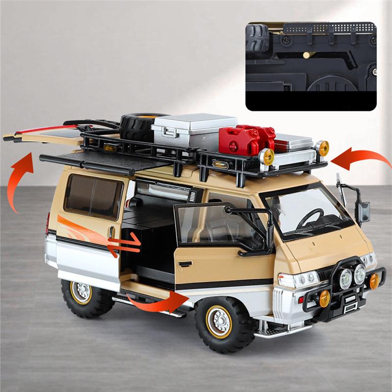 ydcp10 1:24 Mitsubishi Delica MPV Alloy Car Model Diecast Metal Classic Commercial Vehicles Car Model Sound and Light Children Toy Gift