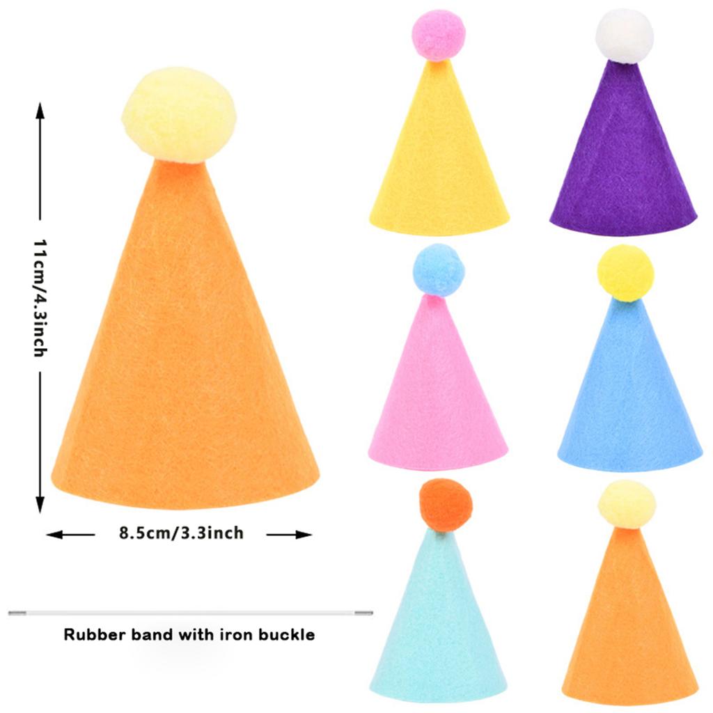 Colorful Dog Birthday Party Supplies Set with 12 Mini Hats and Elastic Ropes for Small to Medium Pets Cat Included
