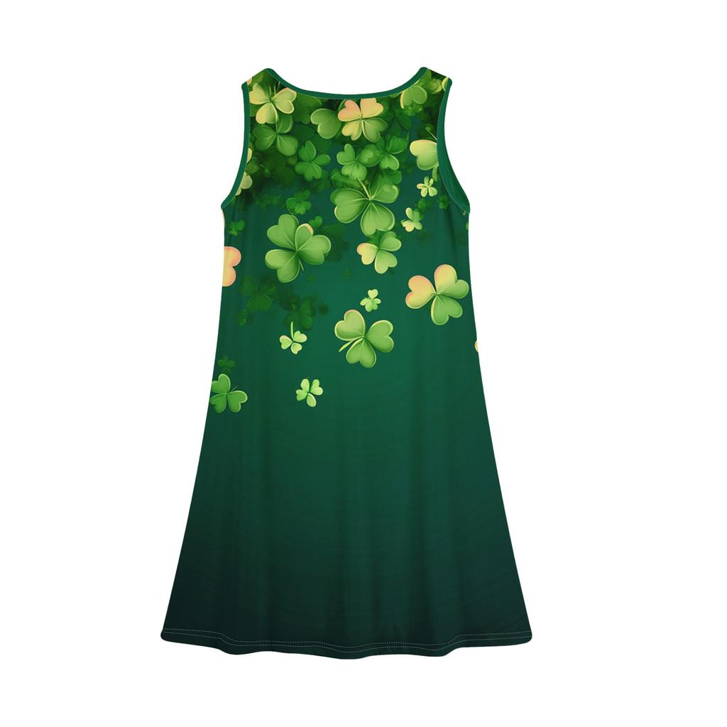 Girl Summer Dress Sleeveless Printed Color Casual Dress St. Patrick's Day