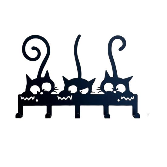 Metal Wall Mount Key Holder, Welcome Home Cat Dog Key Organizer Hook, Decorative Key Hanger Rack for Home Office Entryway