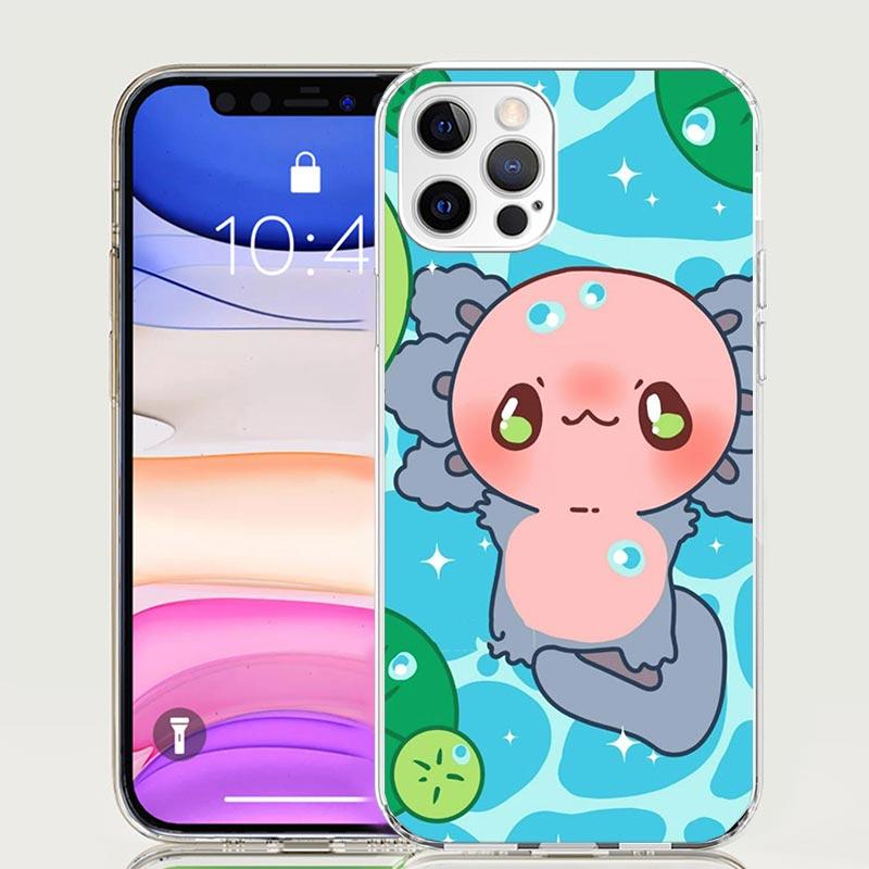Cute Axolotl Kawaii Phone Case For iPhone 17 Air 16 15 Plus 11 14 Pro Max 13 Mini 12 7 8 + SE Pattern Art Customized Cover 17 Ai
