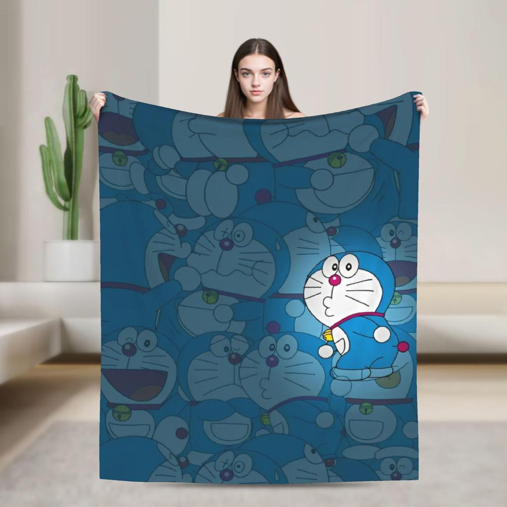 Cartoon D-Doraemon  Warm Soft Blanket  Camping Plush Throw Blanket Novelty Bedroom Flannel Bedspread Sofa Bed Cover