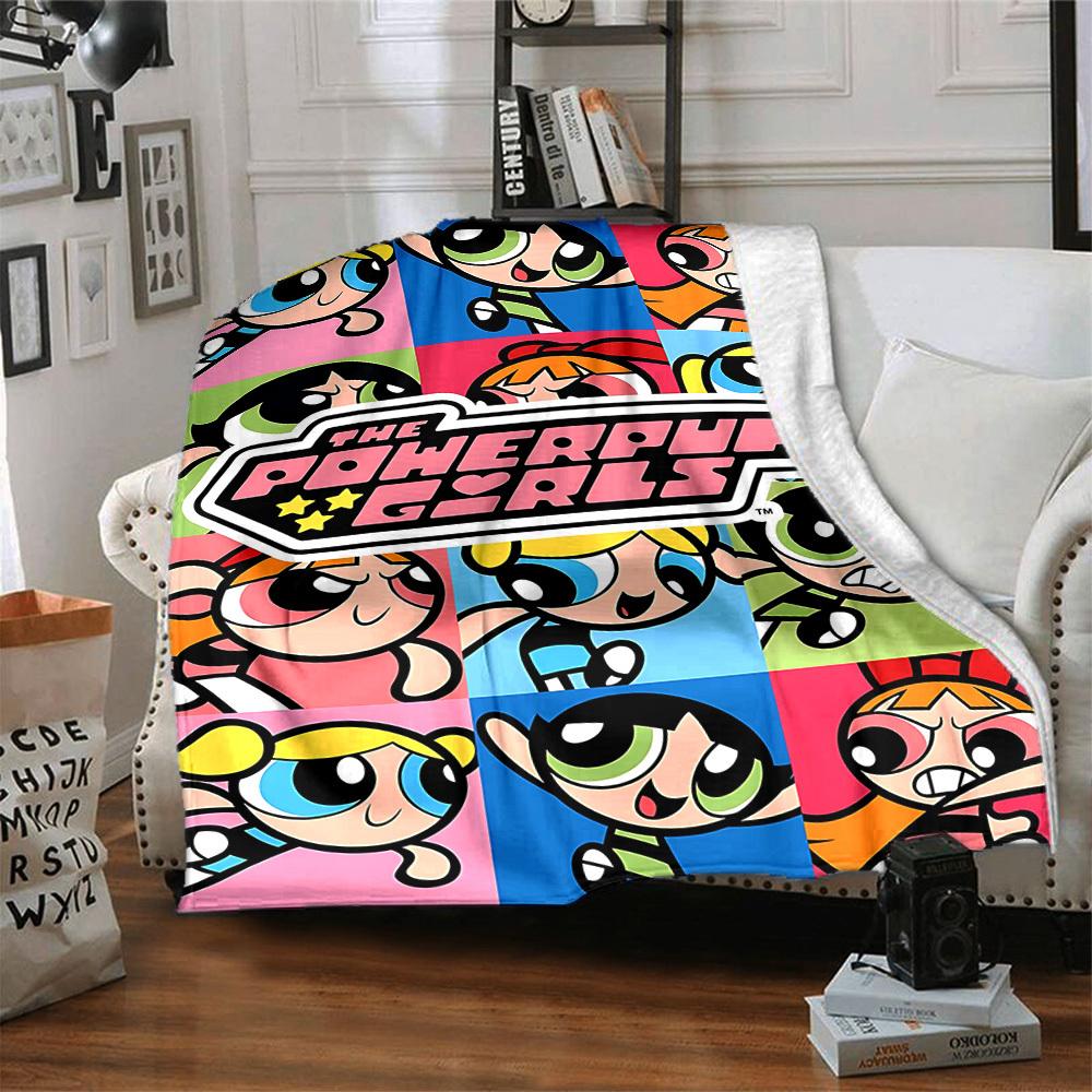 1pc Powerpuff Girls Flannel Throw Blanket - Lightweight Soft Warm All-Season Blanket for Sofa, Bed, Travel, Camping  L1029188