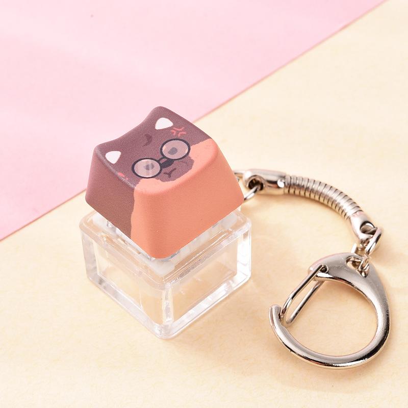 Cute Cat Dog Pendant Stress-Relief Fidget Keychain Mechanical Keyboard Keychain Dog-Themed Clicker Fidget For Backpack Study